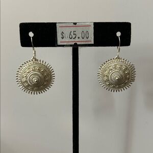 Elegant 925 Sterling Silver Sun Burst Dangle Earrings